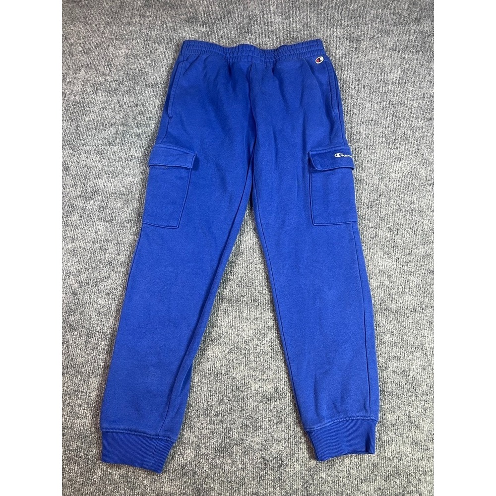 Champion Boys L 14/16 Blue Cargo Fleece Jogger Sweatpants Streetwear Athleisure